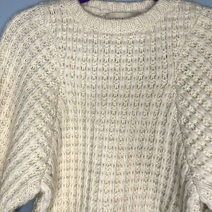 Shania Mote Andes Alpaca Blend Boxy Knit Sweater Cream Medium
